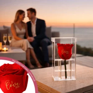 RED - LUXARA UNO – I LOVE YOU - PERSONALIZED ROSE - 100% REAL (PRESERVED-ETERNAL)